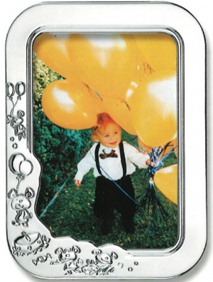 MOLDURA PRATA RECTANGULAR CRIANÇA RATINHOS