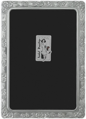 MOLDURA PRATA RECTANGULAR ROSAS