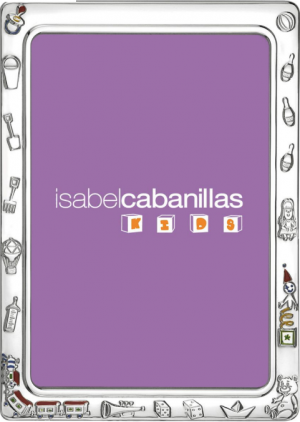 MOLDURA PRATA RECTANGULAR CRIANÇA BONECOS