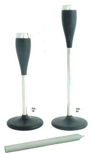 PORTA VELAS MADEIRA COM PRATA