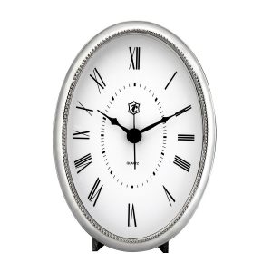 PRATA RELÓGIO DESPERTADOR OVAL PICOTADO