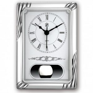 PRATA RELÓGIO DESPERTADOR RECTANGULAR C/PÊNDULO