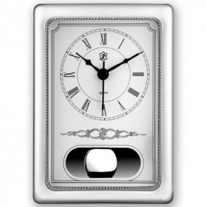 PRATA RELÓGIO DESPERTADOR RECTANGULAR C/PÊNDULO PICOTADO