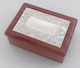 GUARDA JÓIA PRATA MADEIRA RECTANGULAR