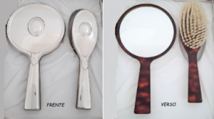 PRATA CONJUNTO ESCOVA E ESPELHO
